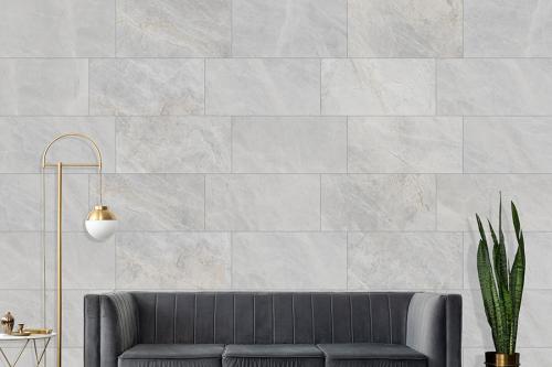 Chic mid-century modern luxury aesthetics living room with gray